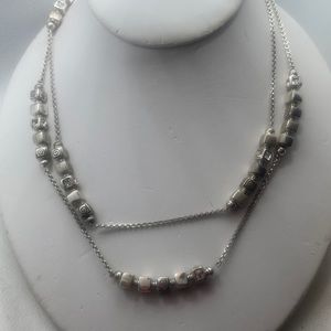 Brighton long silver tone beaded necklace